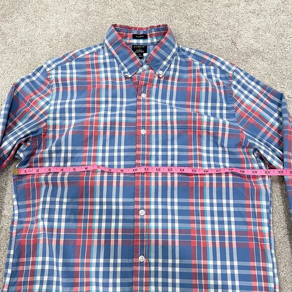 J Crew Men's Classic Button‎ Down Flex Washed Blue and Pink Plaid Size M - Picture 9 of 11